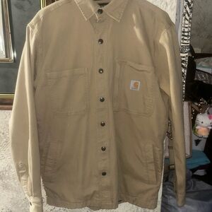 Carhartt Men's Rugged Flex® Relaxed Fit Canvas Fleece-Lined Snap-Front Shirt Jac